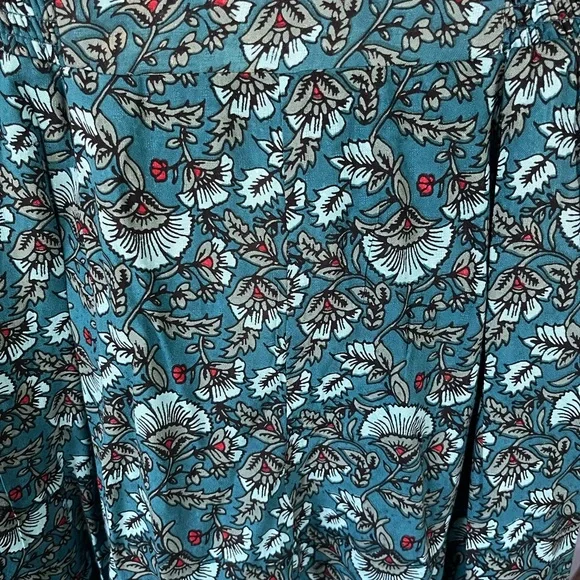 Band of the Free Elise Teal Floral Wide Leg Cinched Waist Pants New S - Picture 3 of 8
